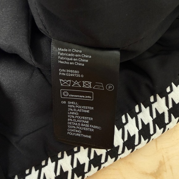 H&M Women Black White Houndstooth Faux Leather Trim Moto Jacket Size US 4 - Picture 6 of 8